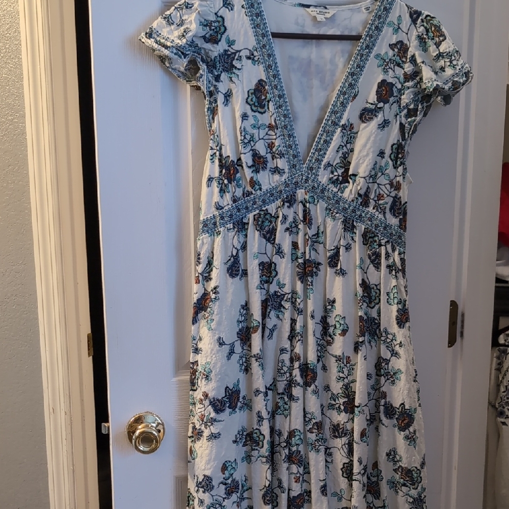 Max Studio Blue and White Floral Maxi Dress